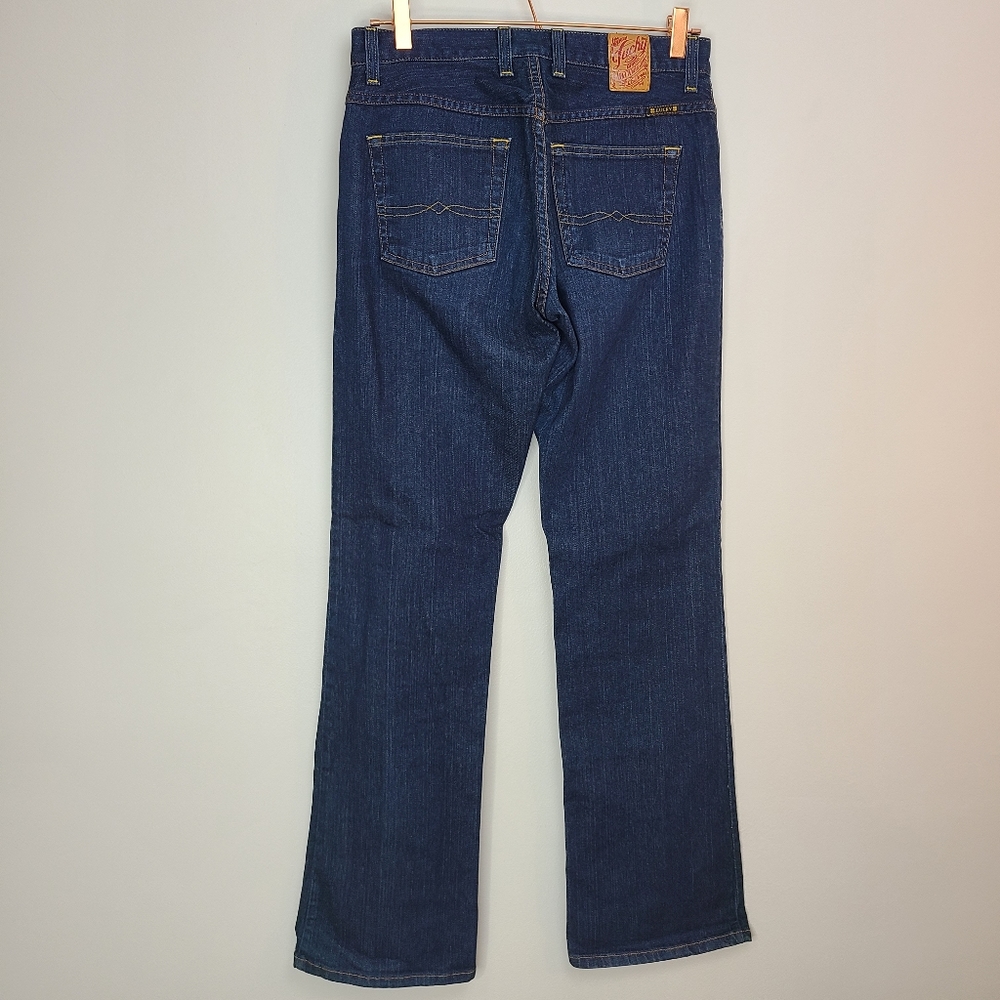 Lucky Brand Jeans Dungarees Easy Rider Long Dark Wash Button Fly Size 27 - Picture 4 of 14